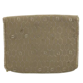 CHRISTIAN DIOR Honeycomb Canvas Chain Shoulder Bag Beige Auth ti1244